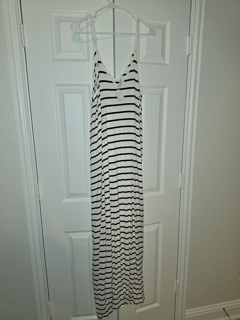 Zenana Outfitters Black and White Striped Tank Maxi Dress